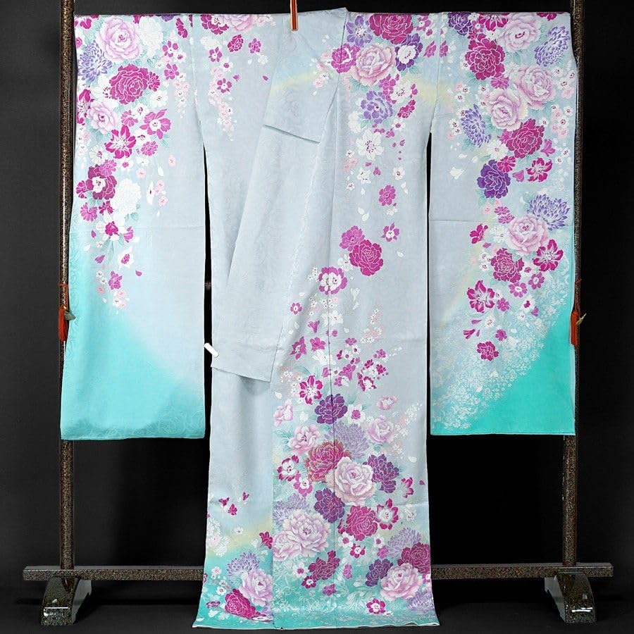 振袖 桂由美 ユミカツラ 牡丹 薔薇 未仕立て 仮絵羽 訳あり 未仕立て